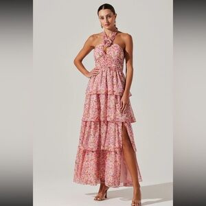 Brinkley Floral Tiered Halter Dress